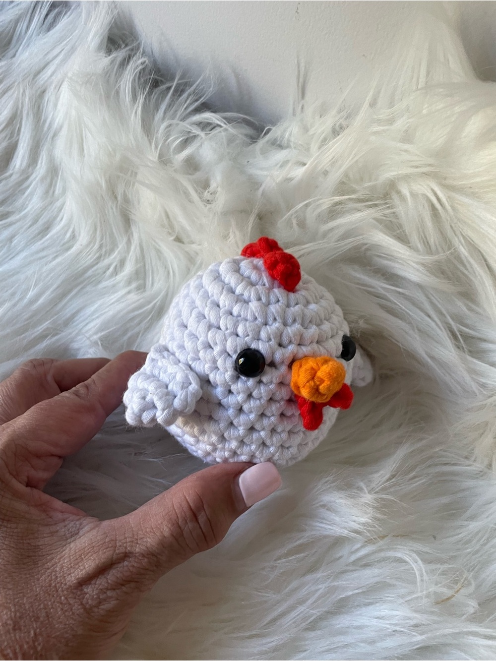 Handmade White Crochet Chick Plush Toy